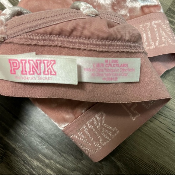 Victoria's Secret Pink Velvet Bra Bralette Y2K Girly Egirl Cute Kawaii Medium - Picture 3 of 3